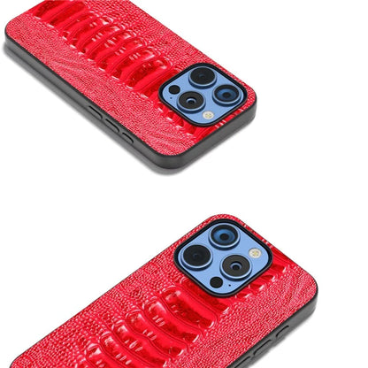 ABEEL For iPhone 16 Pro Max Case Crocodile Texture Genuine Cow Leather+TPU+PC Phone Cover