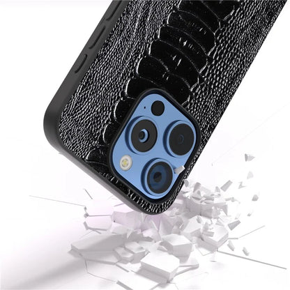 ABEEL For iPhone 16 Pro Max Case Crocodile Texture Genuine Cow Leather+TPU+PC Phone Cover