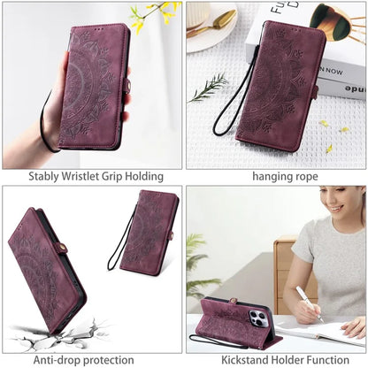 Style 016 For iPhone 16 Pro Case Skin Feel Totem Imprinted Wallet Leather Phone Cover