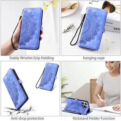 Style 016 For iPhone 16 Pro Case Skin Feel Totem Imprinted Wallet Leather Phone Cover