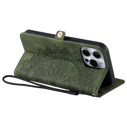 Style 016 For iPhone 14 Pro Case Skin Feel Totem Imprinted Wallet Leather Phone Cover