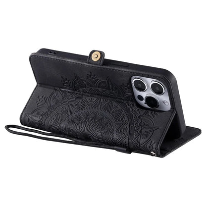 Style 016 For iPhone 14 Pro Case Skin Feel Totem Imprinted Wallet Leather Phone Cover