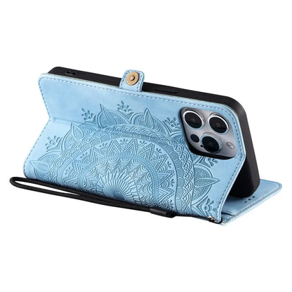 Style 016 For iPhone 14 Pro Case Skin Feel Totem Imprinted Wallet Leather Phone Cover