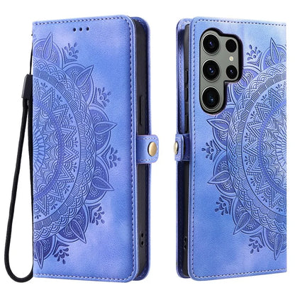 Style 016 For Samsung Galaxy S24 Ultra Case Skin Feel Totem Imprinted Wallet Leather Phone Cover