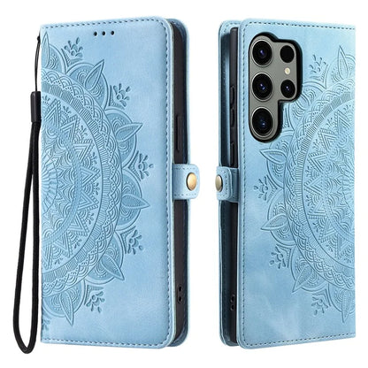 Style 016 For Samsung Galaxy S24 Ultra Case Skin Feel Totem Imprinted Wallet Leather Phone Cover