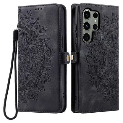 Style 016 For Samsung Galaxy S24 Ultra Case Skin Feel Totem Imprinted Wallet Leather Phone Cover