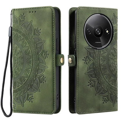 Style 016 For Xiaomi Poco C61 4G / Redmi A3 4G Case Skin Feel Totem Imprinted Wallet Leather Phone Cover