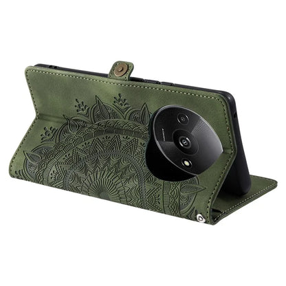 Style 016 For Xiaomi Poco C61 4G / Redmi A3 4G Case Skin Feel Totem Imprinted Wallet Leather Phone Cover