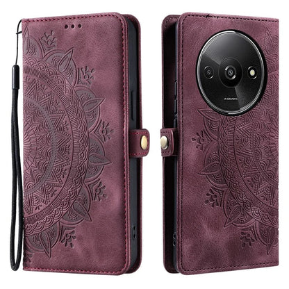 Style 016 For Xiaomi Poco C61 4G / Redmi A3 4G Case Skin Feel Totem Imprinted Wallet Leather Phone Cover