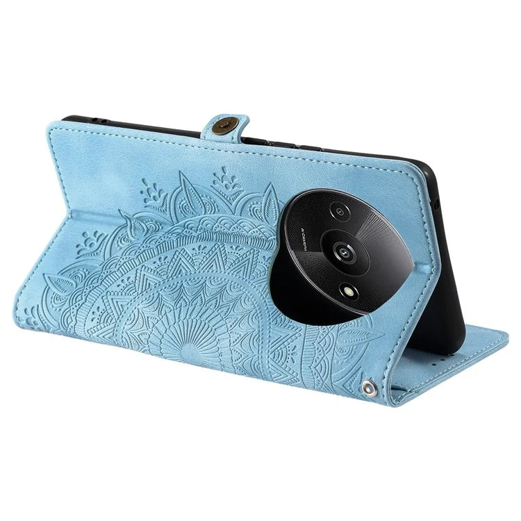 Style 016 For Xiaomi Poco C61 4G / Redmi A3 4G Case Skin Feel Totem Imprinted Wallet Leather Phone Cover