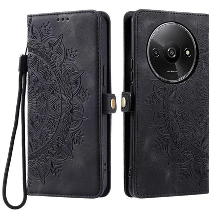Style 016 For Xiaomi Poco C61 4G / Redmi A3 4G Case Skin Feel Totem Imprinted Wallet Leather Phone Cover
