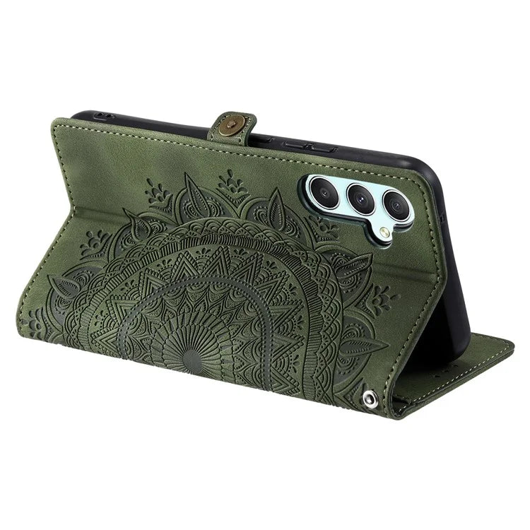 Style 016 For Samsung Galaxy A55 5G Case Skin Feel Totem Imprinted Wallet Leather Phone Cover