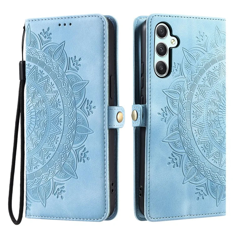 Style 016 For Samsung Galaxy A55 5G Case Skin Feel Totem Imprinted Wallet Leather Phone Cover