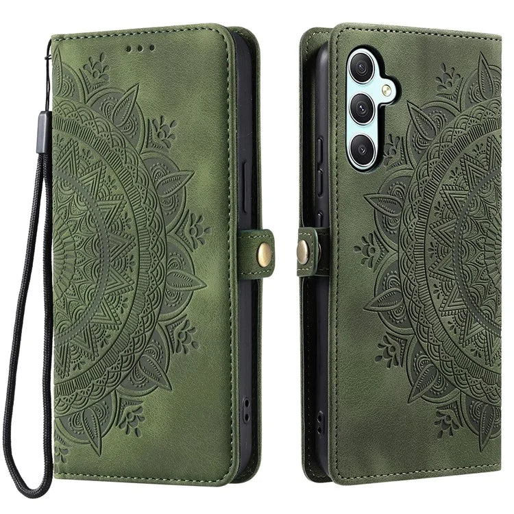 Style 016 For Samsung Galaxy S24 Case Skin Feel Totem Imprinted Wallet Leather Phone Cover