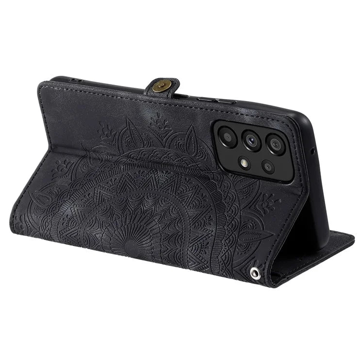 Style 016 For Samsung Galaxy A33 5G Case Skin Feel Totem Imprinted Wallet Leather Phone Cover