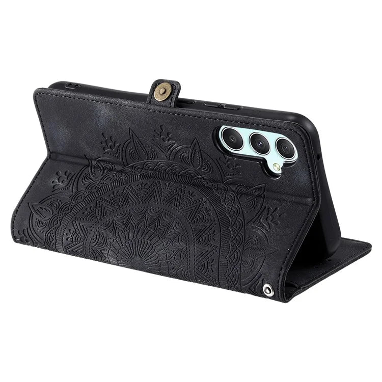 Style 016 For Samsung Galaxy A14 4G / 5G Case Skin Feel Totem Imprinted Wallet Leather Phone Cover