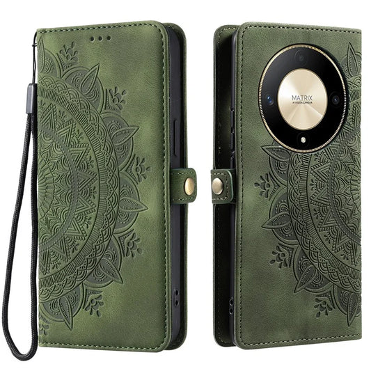 Style 016 For Honor Magic6 Lite 5G / X9b 5G / X50 5G Case Skin Feel Totem Imprinted Wallet Leather Phone Cover