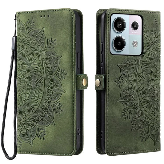 Style 016 For Xiaomi Poco X6 5G / Redmi Note 13 Pro 5G Case Skin Feel Totem Imprinted Wallet Leather Phone Cover