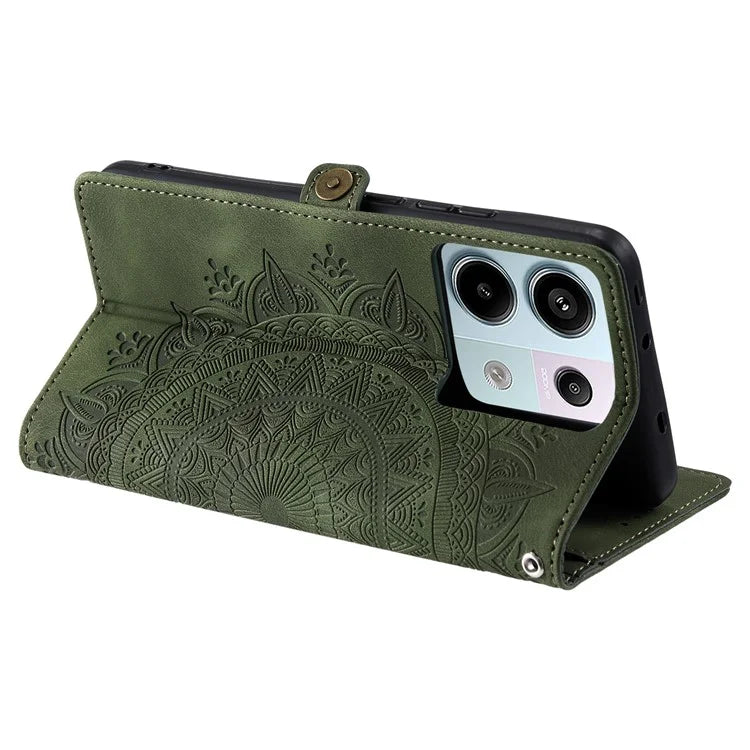Style 016 For Xiaomi Poco X6 5G / Redmi Note 13 Pro 5G Case Skin Feel Totem Imprinted Wallet Leather Phone Cover
