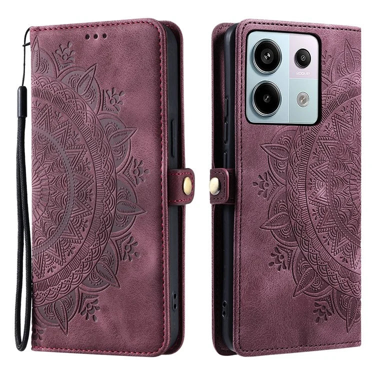 Style 016 For Xiaomi Poco X6 5G / Redmi Note 13 Pro 5G Case Skin Feel Totem Imprinted Wallet Leather Phone Cover