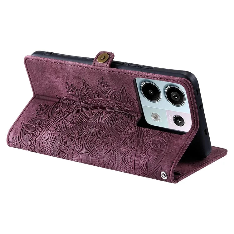 Style 016 For Xiaomi Poco X6 5G / Redmi Note 13 Pro 5G Case Skin Feel Totem Imprinted Wallet Leather Phone Cover
