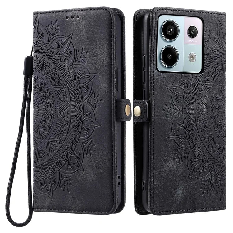 Style 016 For Xiaomi Poco X6 5G / Redmi Note 13 Pro 5G Case Skin Feel Totem Imprinted Wallet Leather Phone Cover