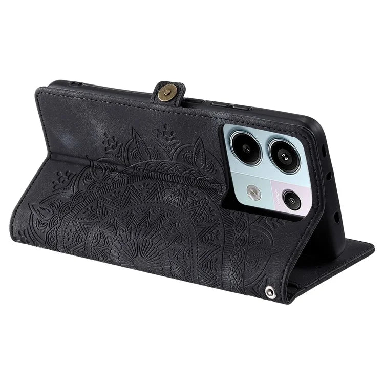 Style 016 For Xiaomi Poco X6 5G / Redmi Note 13 Pro 5G Case Skin Feel Totem Imprinted Wallet Leather Phone Cover