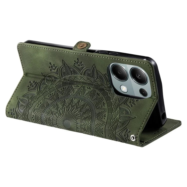 Style 016 For Xiaomi Poco M6 Pro 4G / Redmi Note 13 Pro 4G Case Skin Feel Totem Imprinted Wallet Leather Phone Cover