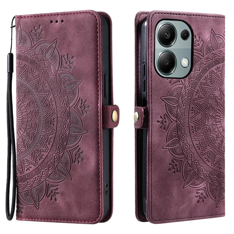 Style 016 For Xiaomi Poco M6 Pro 4G / Redmi Note 13 Pro 4G Case Skin Feel Totem Imprinted Wallet Leather Phone Cover