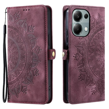 Style 016 For Xiaomi Poco M6 Pro 4G / Redmi Note 13 Pro 4G Case Skin Feel Totem Imprinted Wallet Leather Phone Cover