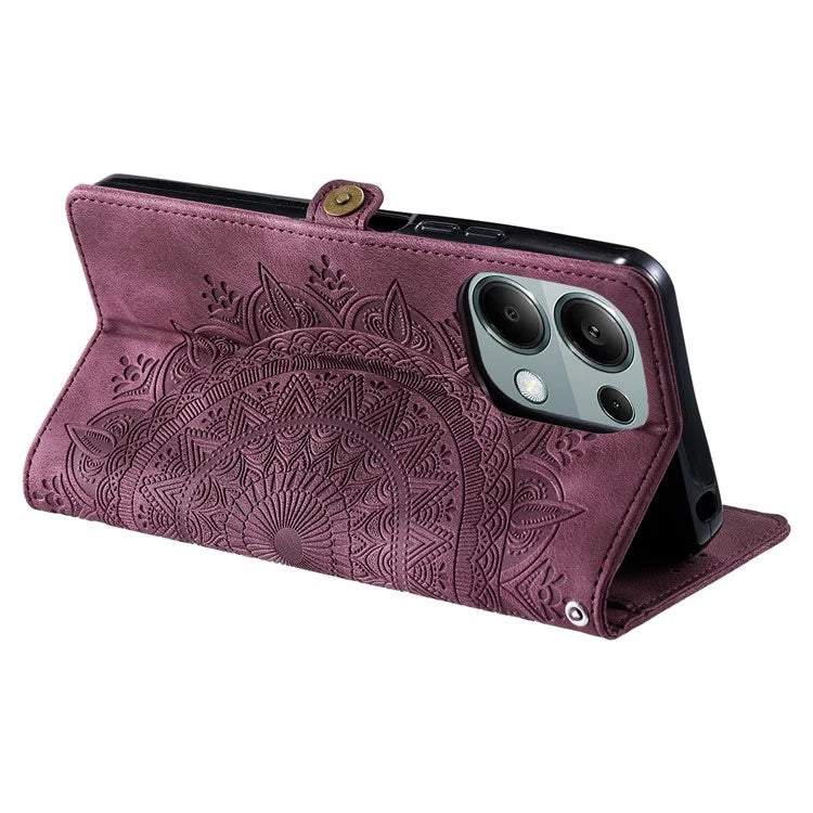 Style 016 For Xiaomi Poco M6 Pro 4G / Redmi Note 13 Pro 4G Case Skin Feel Totem Imprinted Wallet Leather Phone Cover