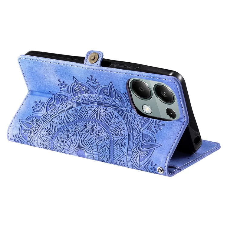 Style 016 For Xiaomi Poco M6 Pro 4G / Redmi Note 13 Pro 4G Case Skin Feel Totem Imprinted Wallet Leather Phone Cover