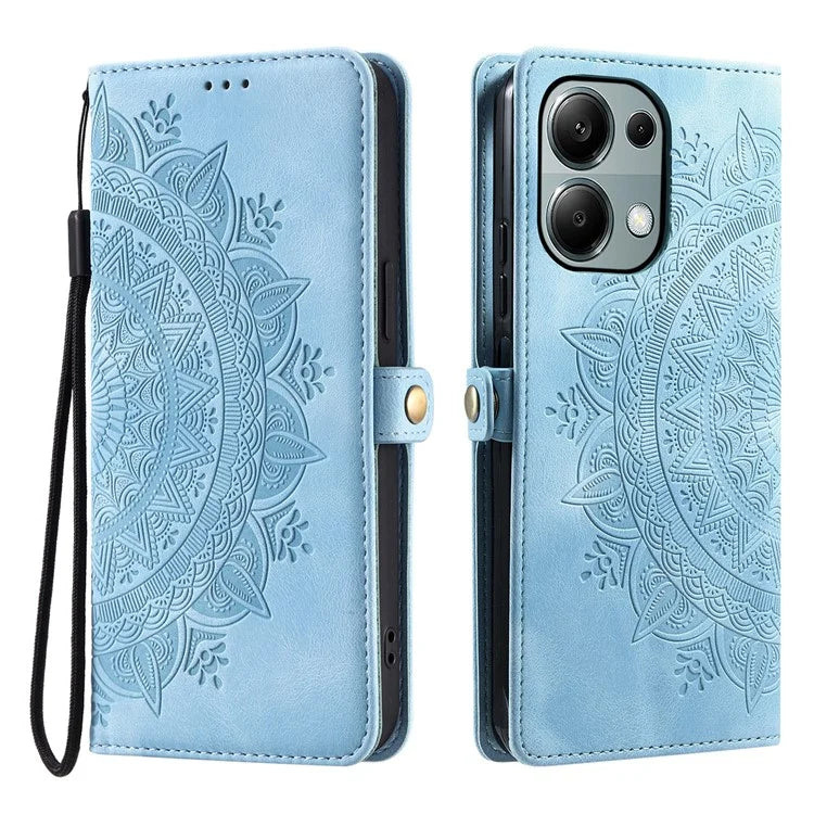 Style 016 For Xiaomi Poco M6 Pro 4G / Redmi Note 13 Pro 4G Case Skin Feel Totem Imprinted Wallet Leather Phone Cover