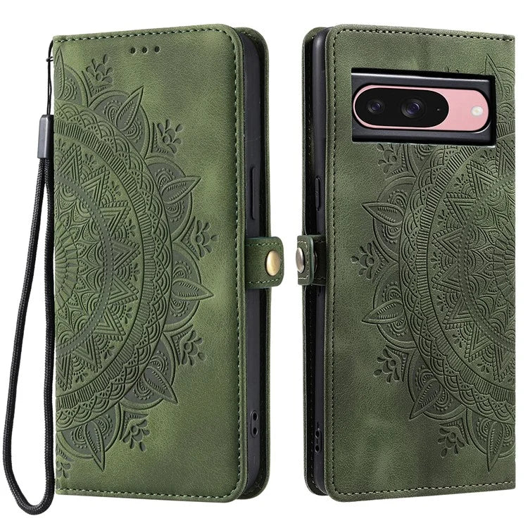 Style 016 For Google Pixel 9 Pro / Pixel 9 Case Skin Feel Totem Imprinted Wallet Leather Phone Cover