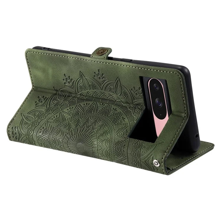 Style 016 For Google Pixel 9 Pro / Pixel 9 Case Skin Feel Totem Imprinted Wallet Leather Phone Cover