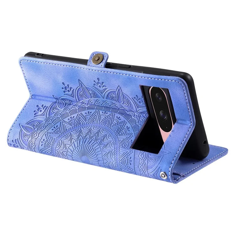 Style 016 For Google Pixel 9 Pro / Pixel 9 Case Skin Feel Totem Imprinted Wallet Leather Phone Cover