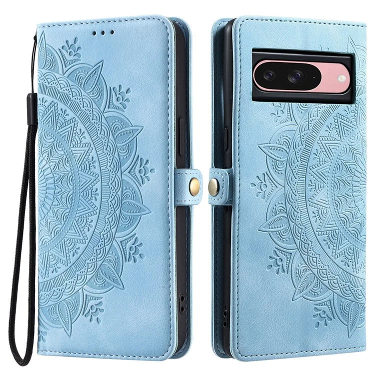Style 016 For Google Pixel 9 Pro / Pixel 9 Case Skin Feel Totem Imprinted Wallet Leather Phone Cover