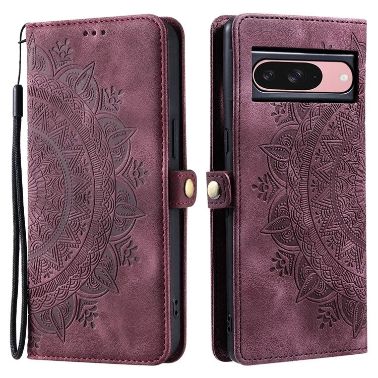 Style 016 For Google Pixel 9 Pro / Pixel 9 Case Skin Feel Totem Imprinted Wallet Leather Phone Cover