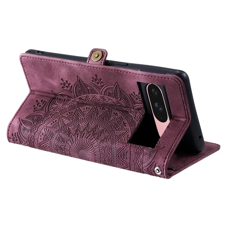 Style 016 For Google Pixel 9 Pro / Pixel 9 Case Skin Feel Totem Imprinted Wallet Leather Phone Cover
