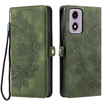 Style 016 For Motorola Moto E14 4G / G24 4G / G04 4G Case Skin Feel Totem Imprinted Wallet Leather Phone Cover