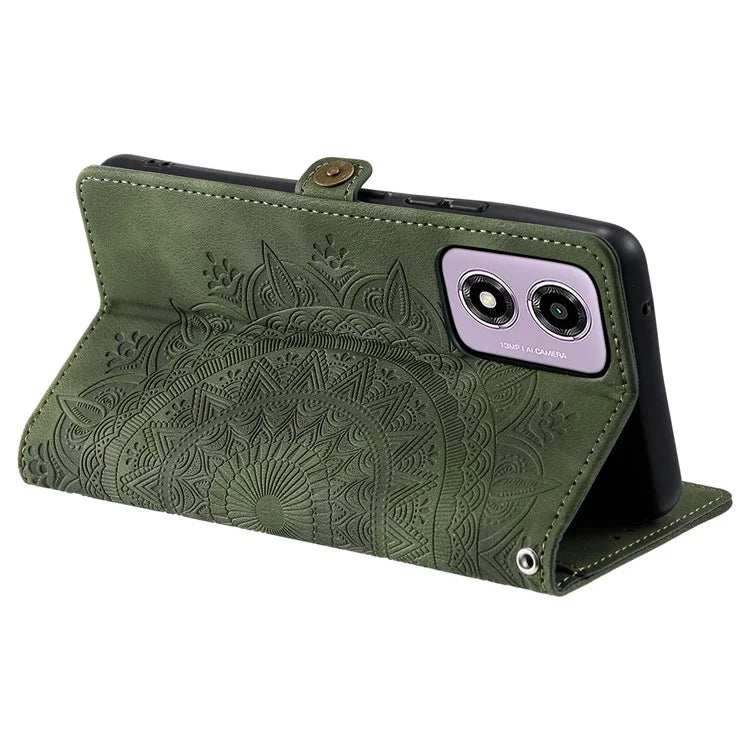 Style 016 For Motorola Moto E14 4G / G24 4G / G04 4G Case Skin Feel Totem Imprinted Wallet Leather Phone Cover