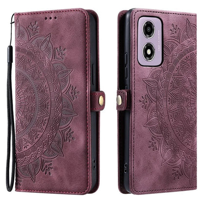 Style 016 For Motorola Moto E14 4G / G24 4G / G04 4G Case Skin Feel Totem Imprinted Wallet Leather Phone Cover