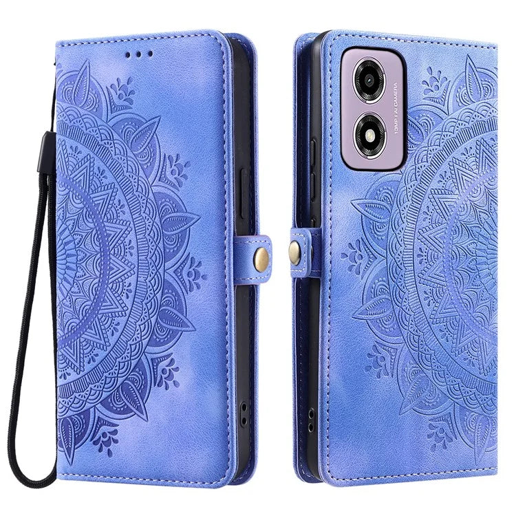 Style 016 For Motorola Moto E14 4G / G24 4G / G04 4G Case Skin Feel Totem Imprinted Wallet Leather Phone Cover
