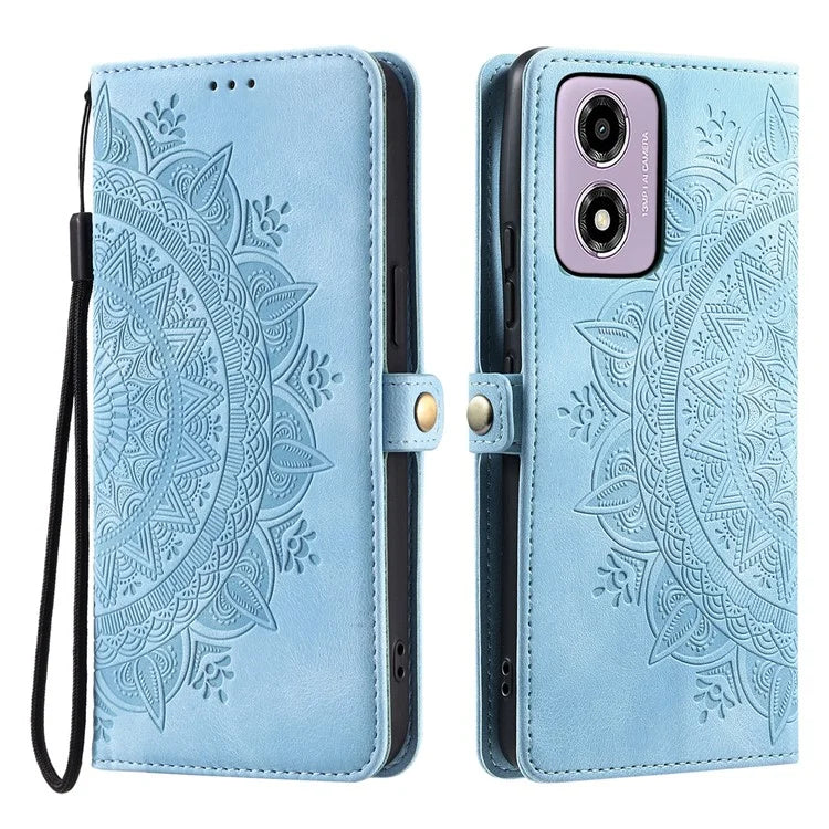 Style 016 For Motorola Moto E14 4G / G24 4G / G04 4G Case Skin Feel Totem Imprinted Wallet Leather Phone Cover
