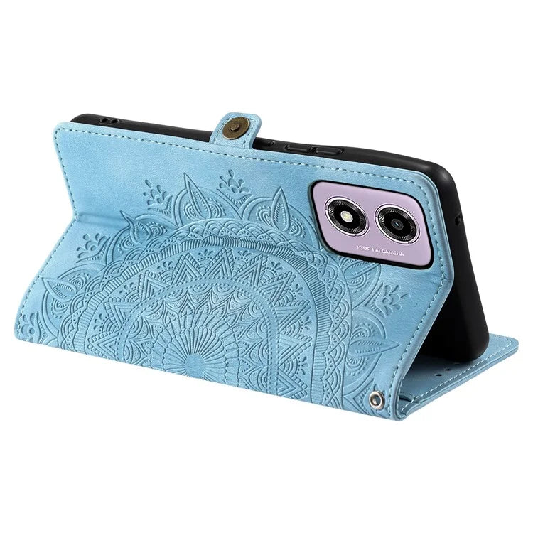 Style 016 For Motorola Moto E14 4G / G24 4G / G04 4G Case Skin Feel Totem Imprinted Wallet Leather Phone Cover