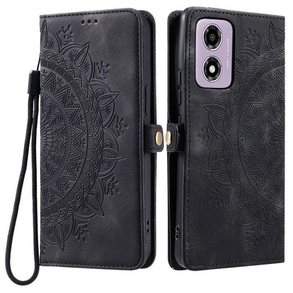 Style 016 For Motorola Moto E14 4G / G24 4G / G04 4G Case Skin Feel Totem Imprinted Wallet Leather Phone Cover