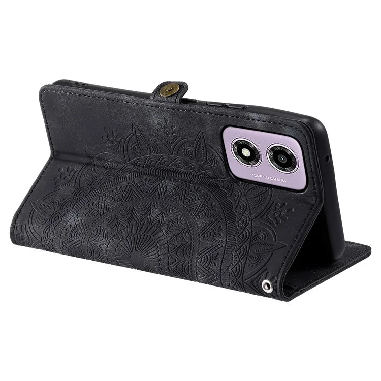 Style 016 For Motorola Moto E14 4G / G24 4G / G04 4G Case Skin Feel Totem Imprinted Wallet Leather Phone Cover