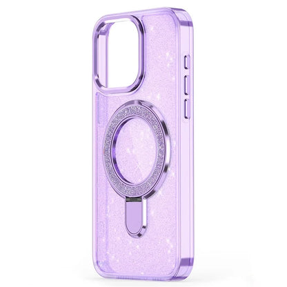 For iPhone 16 Plus Case Glitter Design TPU+PC Kickstand Phone Protector