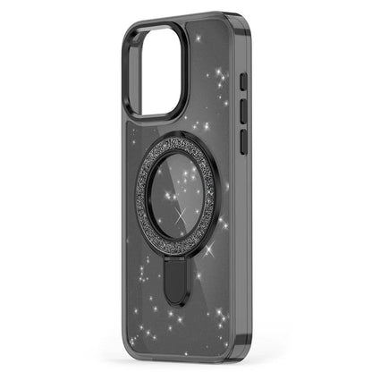 For iPhone 16 Plus Case Glitter Design TPU+PC Kickstand Phone Protector