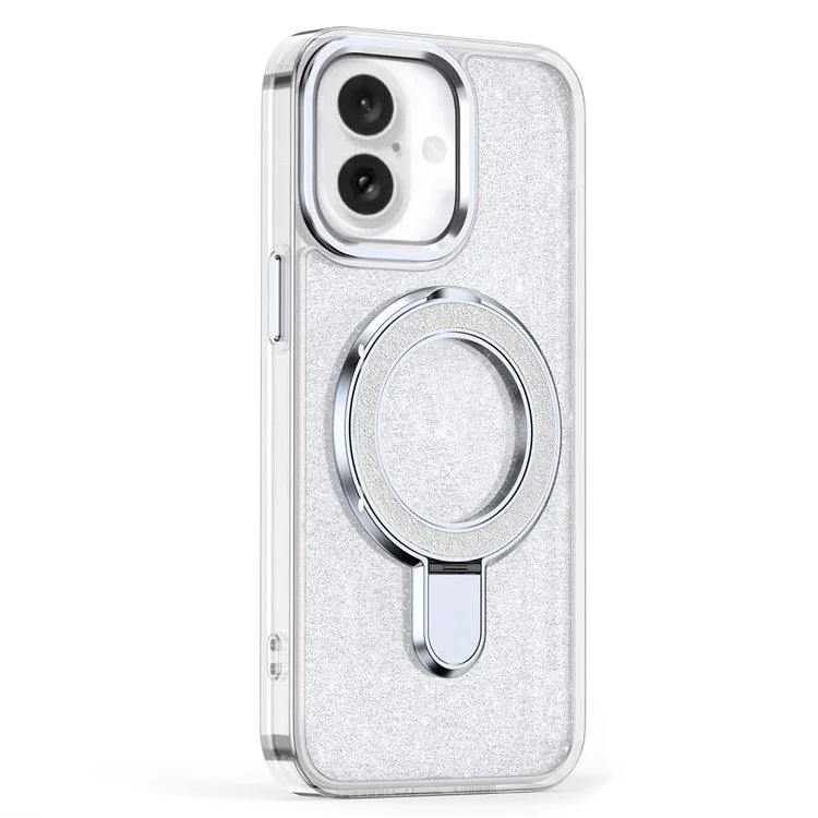 For iPhone 16 Plus Case Glitter Design TPU+PC Kickstand Phone Protector